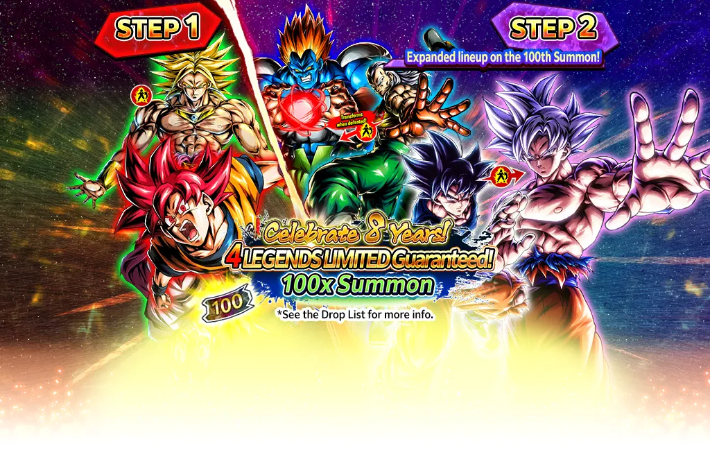 Celebrate 8 Years! 4 LEGENDS LIMITED Guaranteed! 100x Summon