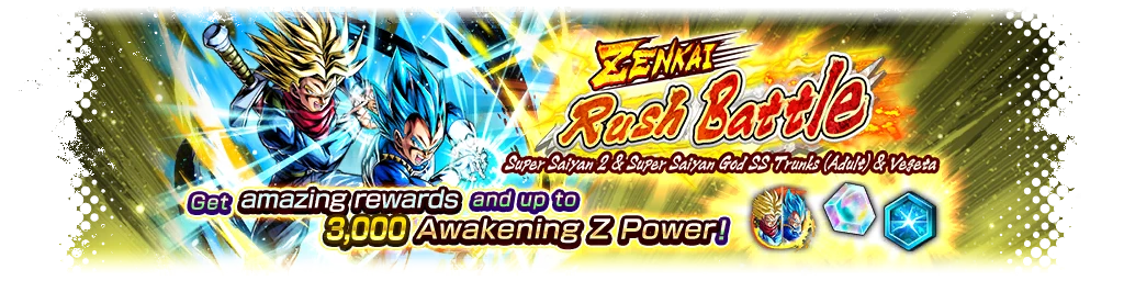 ZENKAI Rush Battle - Super Saiyan 2 & Super Saiyan God SS Trunks (Adult) & Vegeta -
